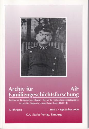 Archiv für Familiengeschichtsforschung - Heft 3 (2000 (4. Jg.)) 