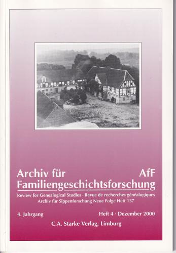 Archiv für Familiengeschichtsforschung - Heft 4 (2000 (4. Jg.)) 