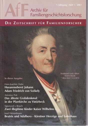 Archiv für Familiengeschichtsforschung - Einzelheft, Band 1 (2003 (7. Jg.)) 