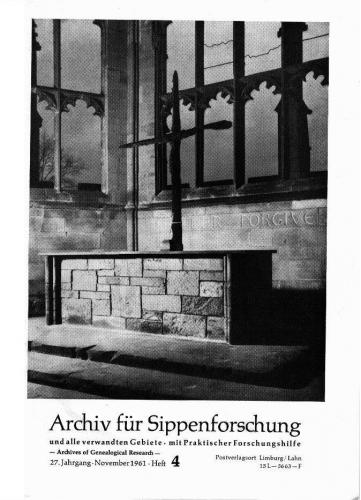 Archiv für Sippenforschung - Einzelheft, Band 4 (1961 (27. Jg.)) 