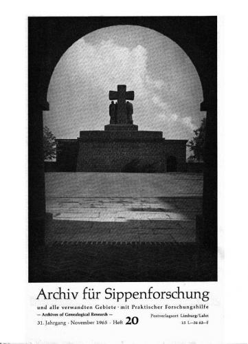 Archiv für Sippenforschung - Einzelheft, Band 20 (1965 (31. Jg.)) 