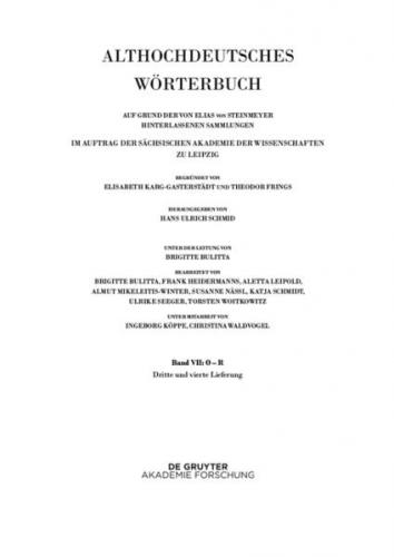 Althochdeutsches Wörterbuch / Band VII: O – R. 3. und 4. Lieferung (ouga bis platamuos) 
