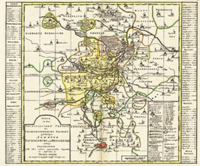 Historische Karte: Ämter Weissensee und Sachsenburg 1753 (Plano) 